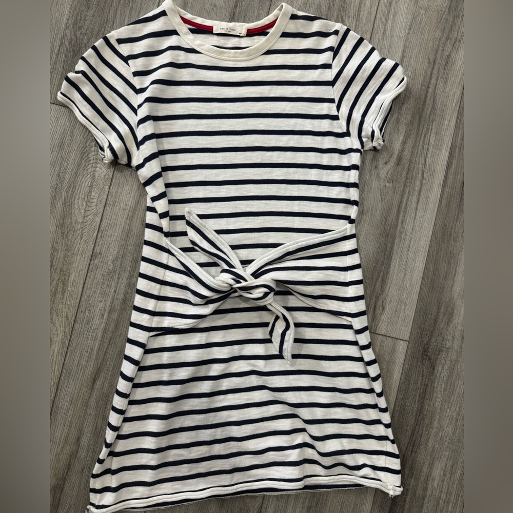 rag and bone White and Navy Halsey Tie Dress